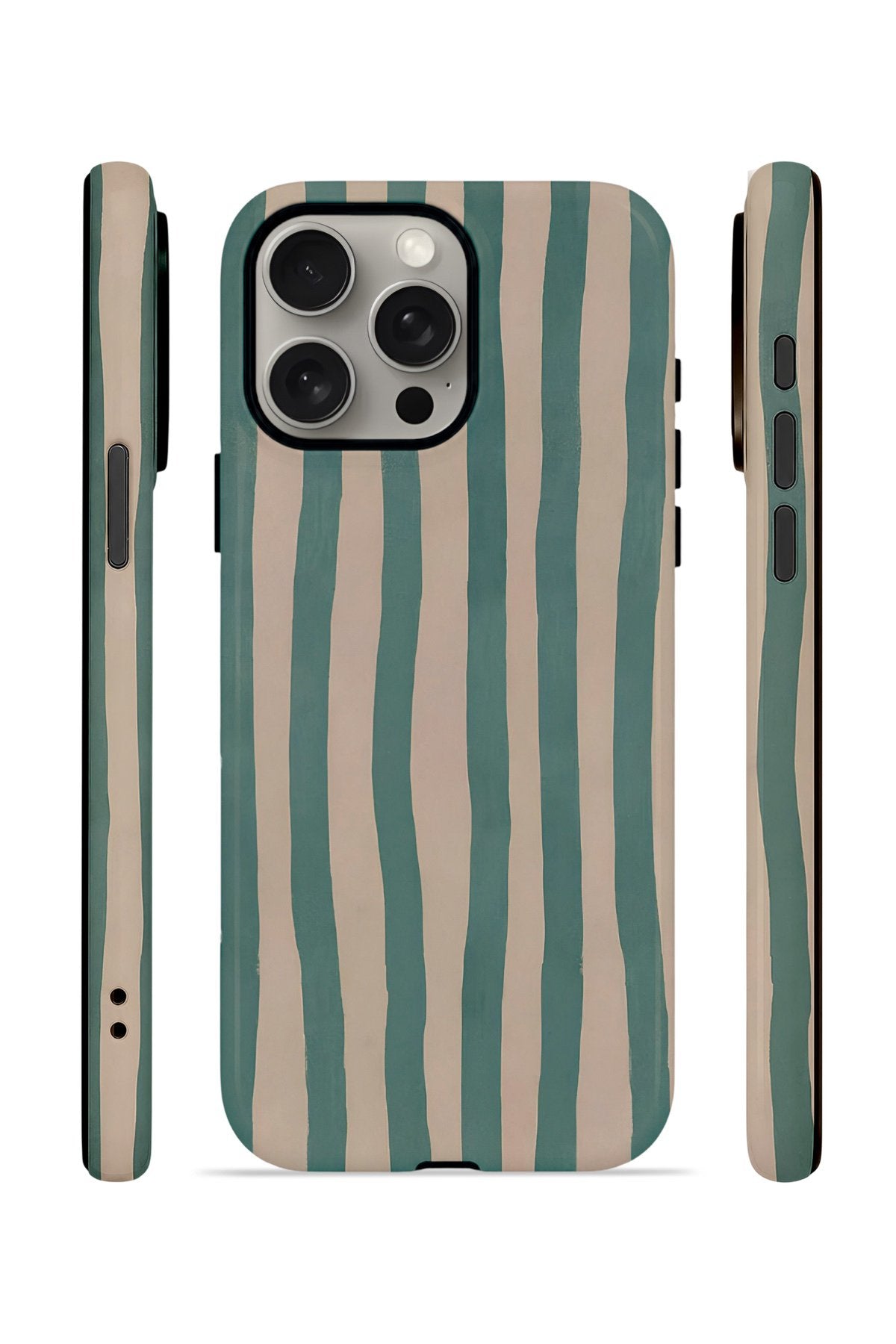 iPhone 15 Pro Vorian Çift Katmanlı Kılıf Sage Riviera Stripe
