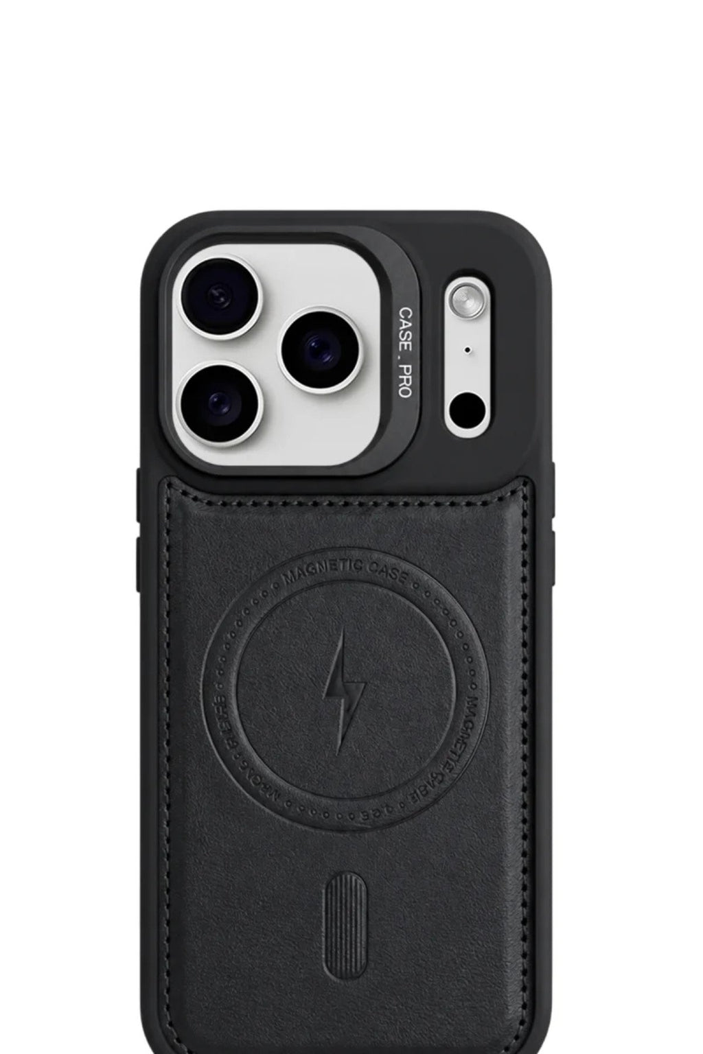 iPhone 17 Pro GripStand MagSafe Deri Kılıf Siyah