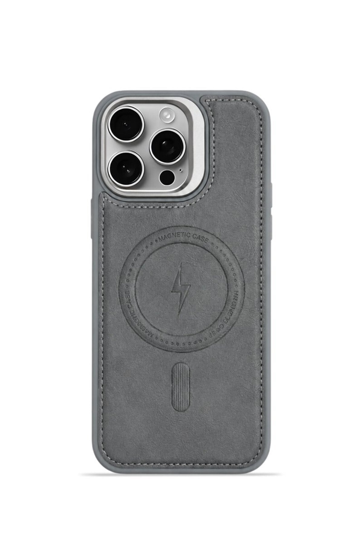 iPhone 11 GripStand MagSafe Deri Kılıf Gri