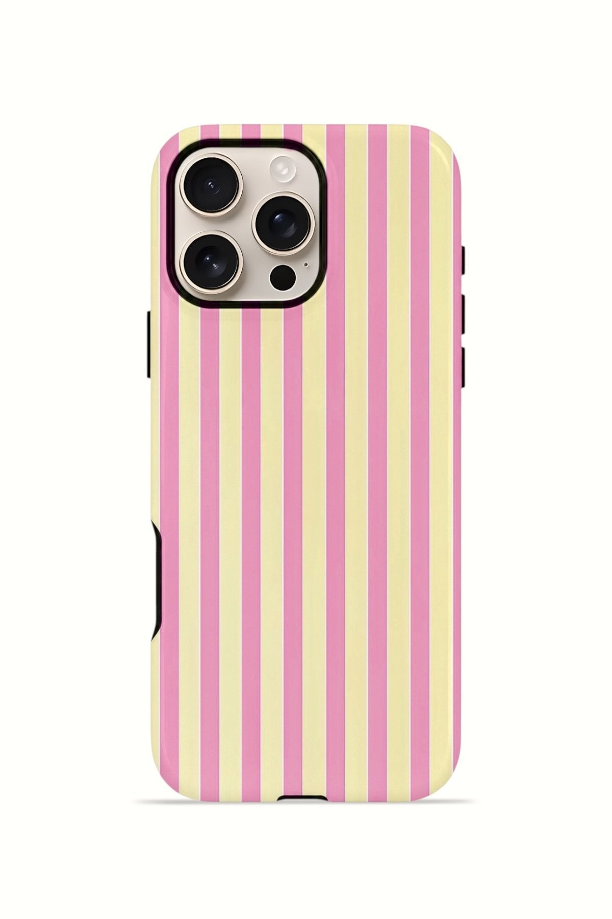 iPhone 16 Pro Vorian Çift Katmanlı Kılıf Pink Lemon Pinstripe