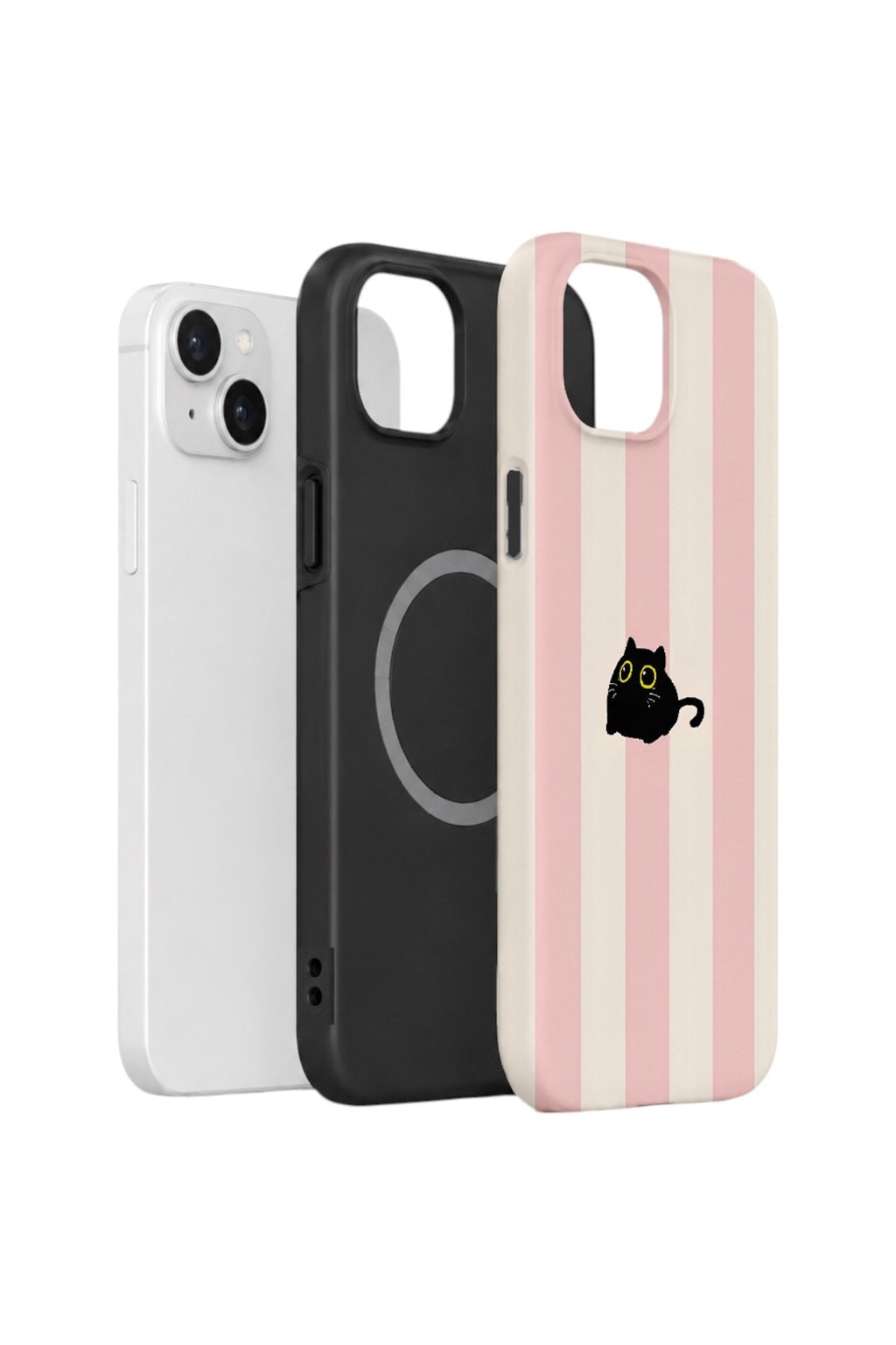 iPhone 15 Vorian Çift Katmanlı MagSafe Kılıf Midnight Cat Stripe