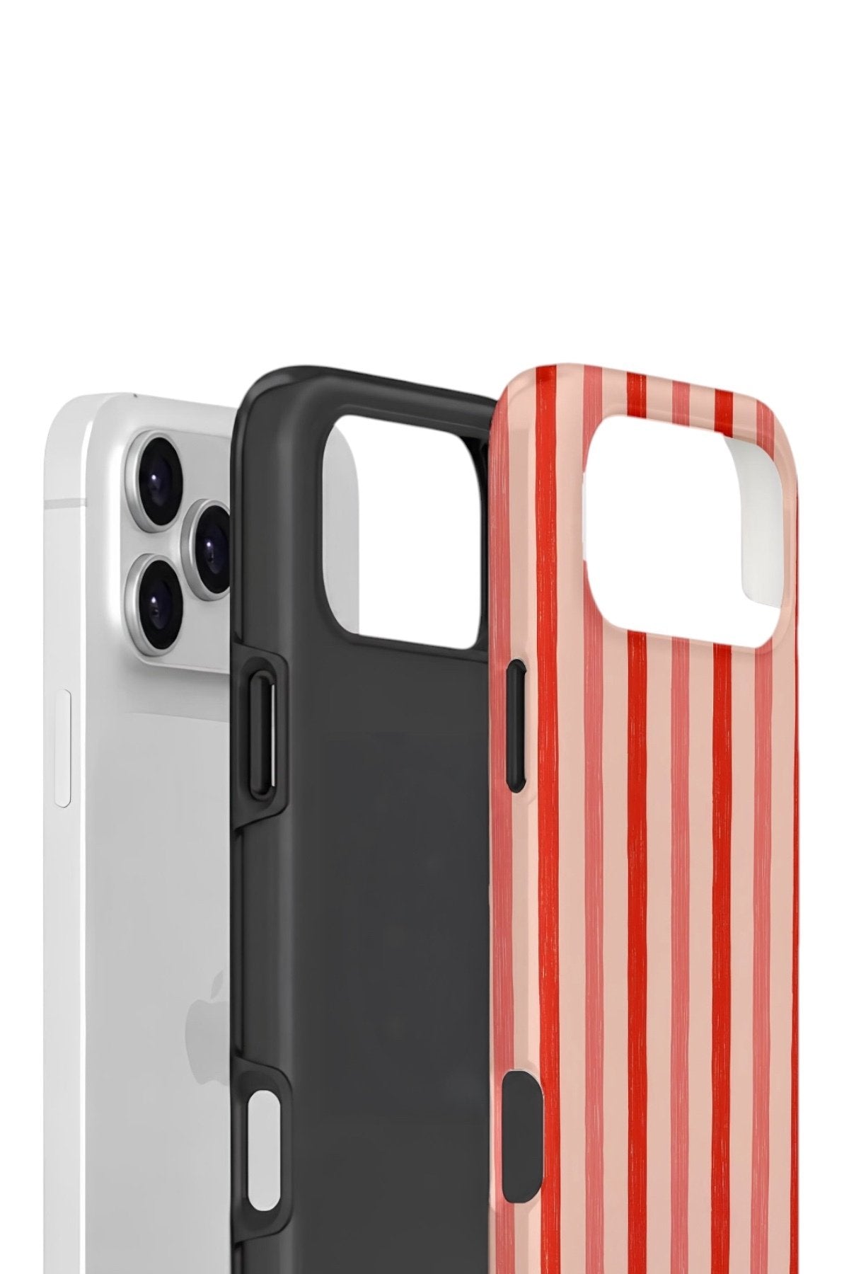 iPhone 17 Pro Max Vorian Çift Katmanlı Kılıf Coral Cream Stripe