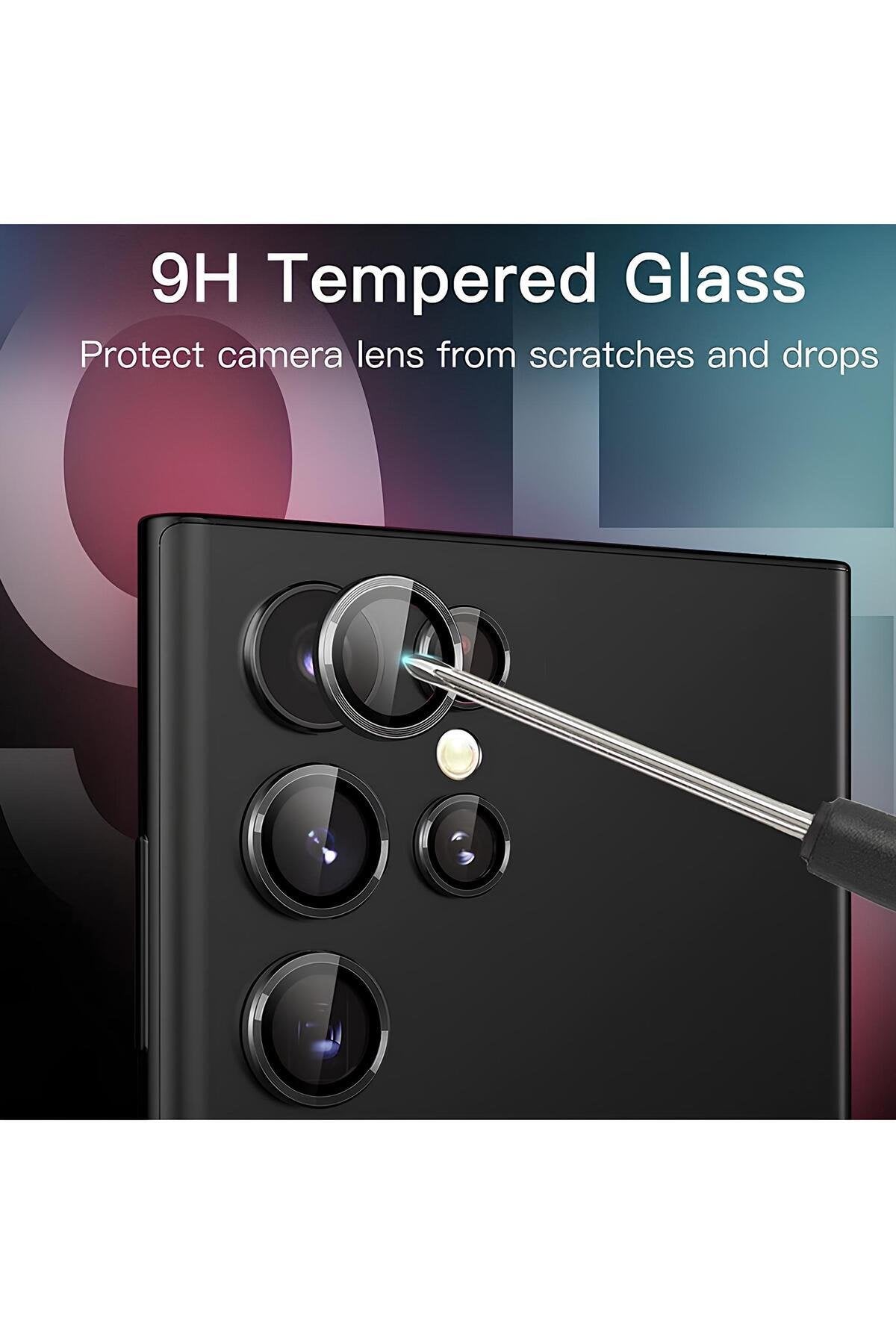 Samsung Galaxy S24 Ultra Metal Kamera Koruyucu Lens Gümüş