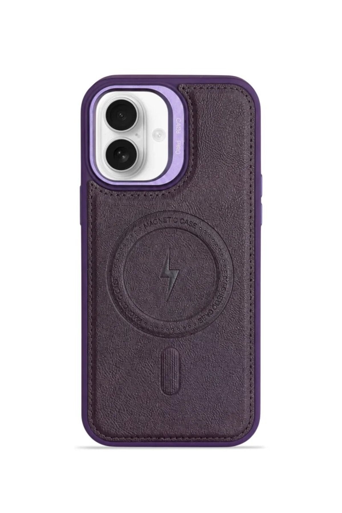 iPhone 16 GripStand MagSafe Deri Kılıf Mor