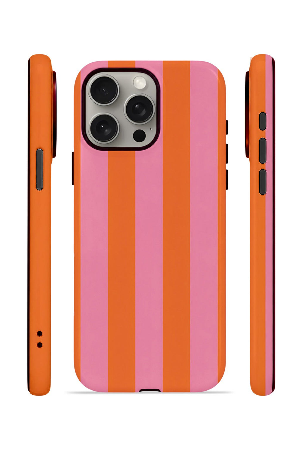 iPhone 15 Pro Vorian Çift Katmanlı MagSafe Kılıf Tangerine Rose Stripe
