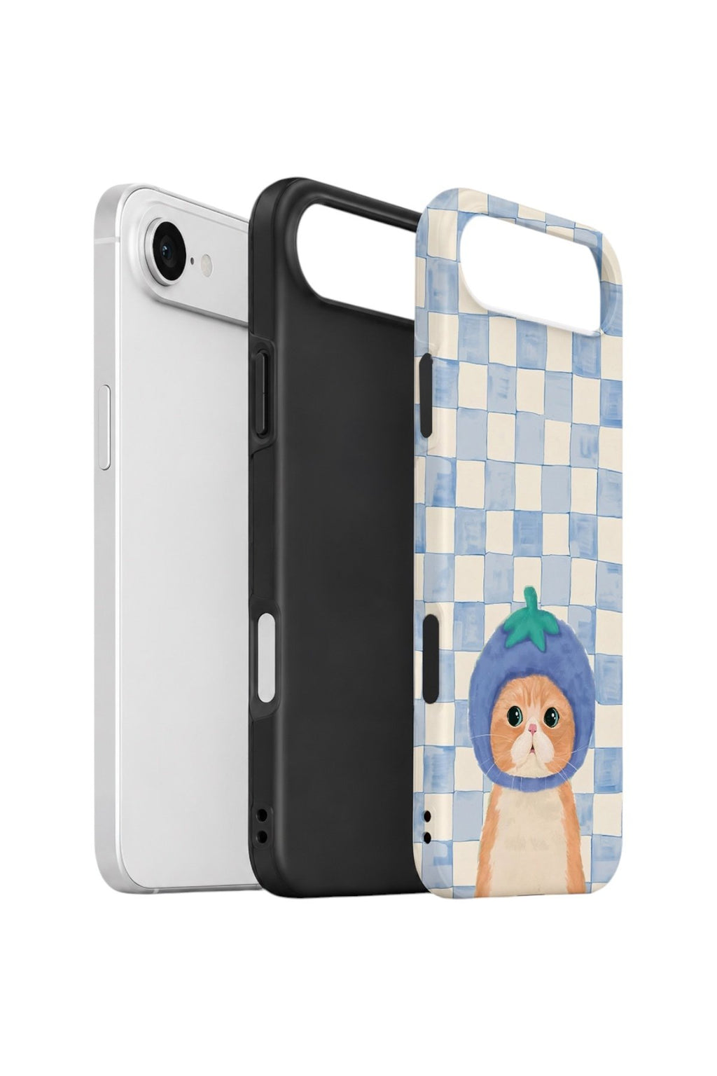 iPhone 17 Air Vorian Çift Katmanlı Kılıf Blueberry Cat Check