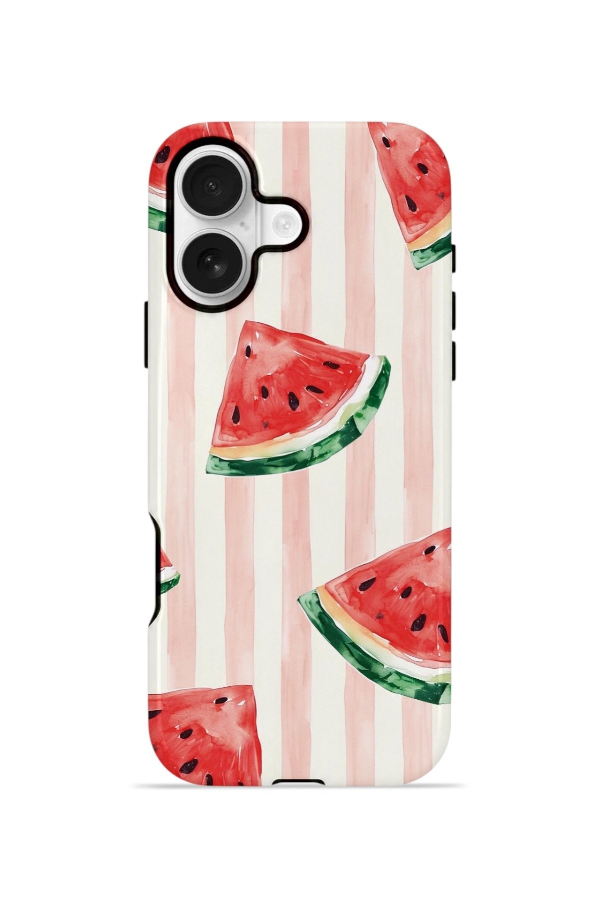 iPhone 16 Plus Vorian Çift Katmanlı Kılıf Watermelon Blush Stripe