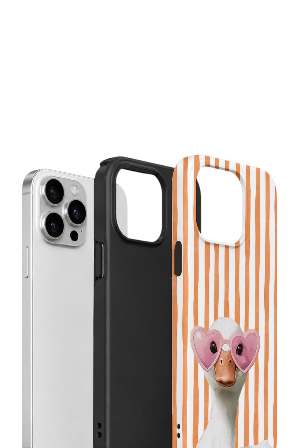 iPhone 15 Pro Max Vorian Çift Katmanlı Kılıf Heart Glasses Goose