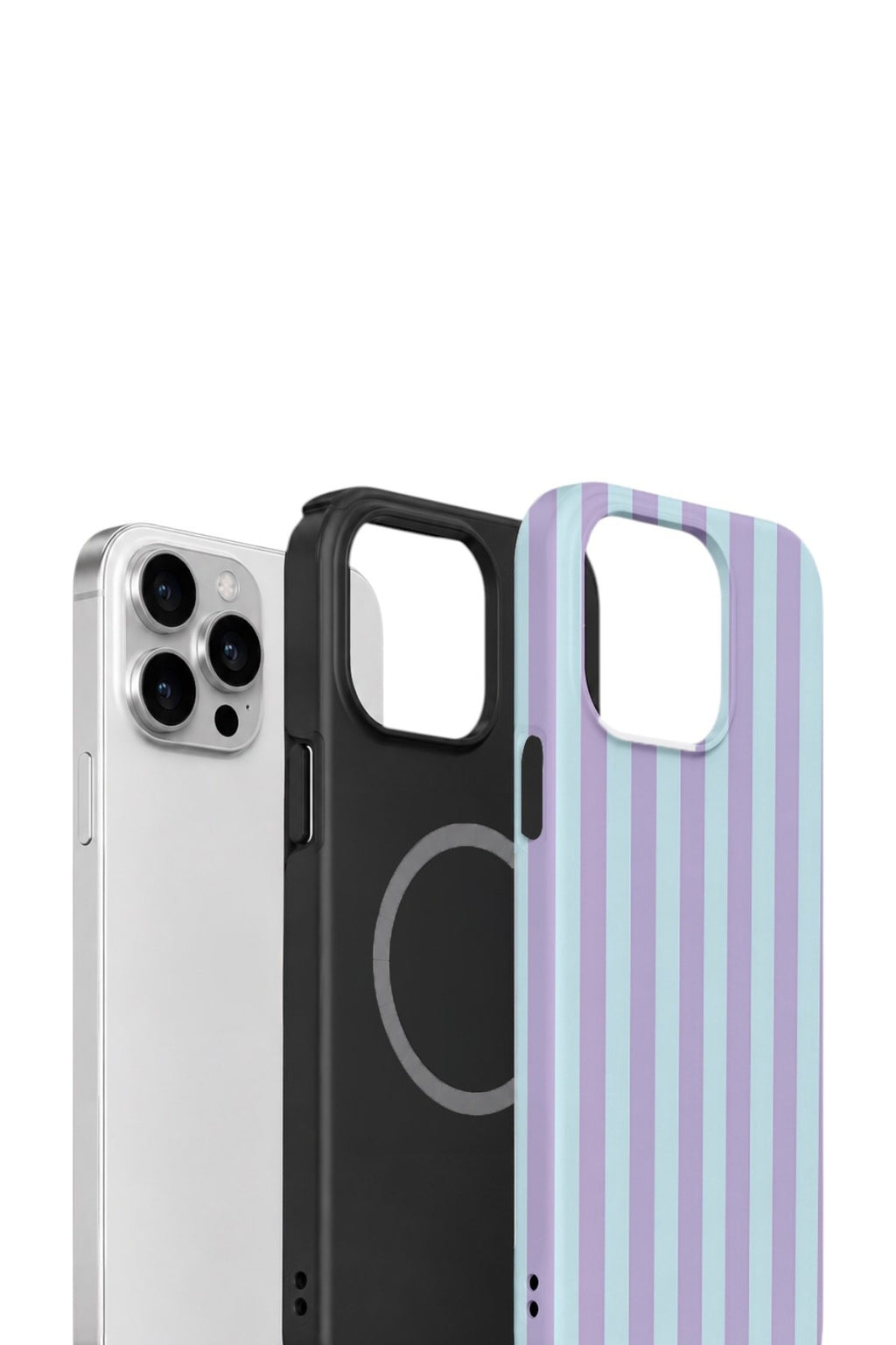 iPhone 15 Pro Vorian Çift Katmanlı MagSafe Kılıf Lilac Riviera Stripe