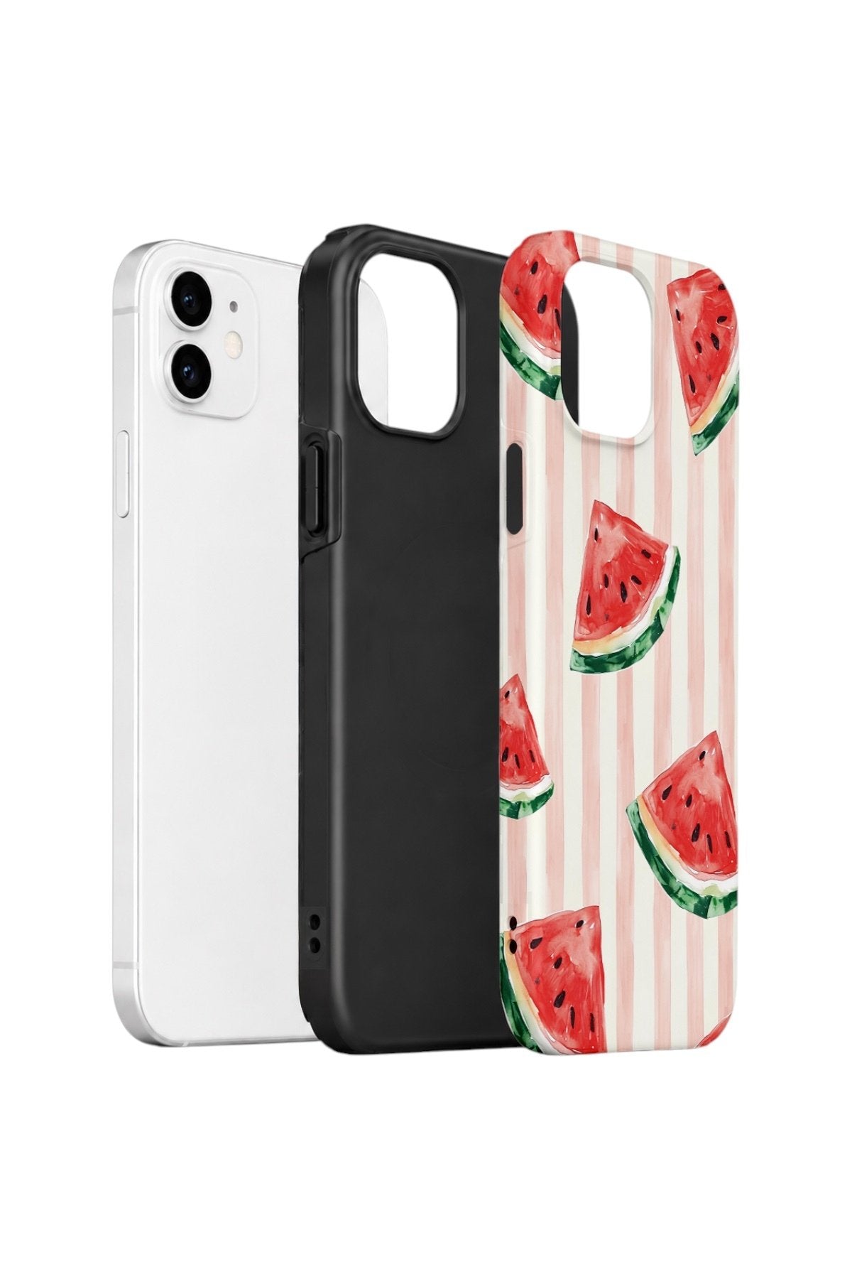 iPhone 12 Vorian Çift Katmanlı Kılıf Watermelon Blush Stripe