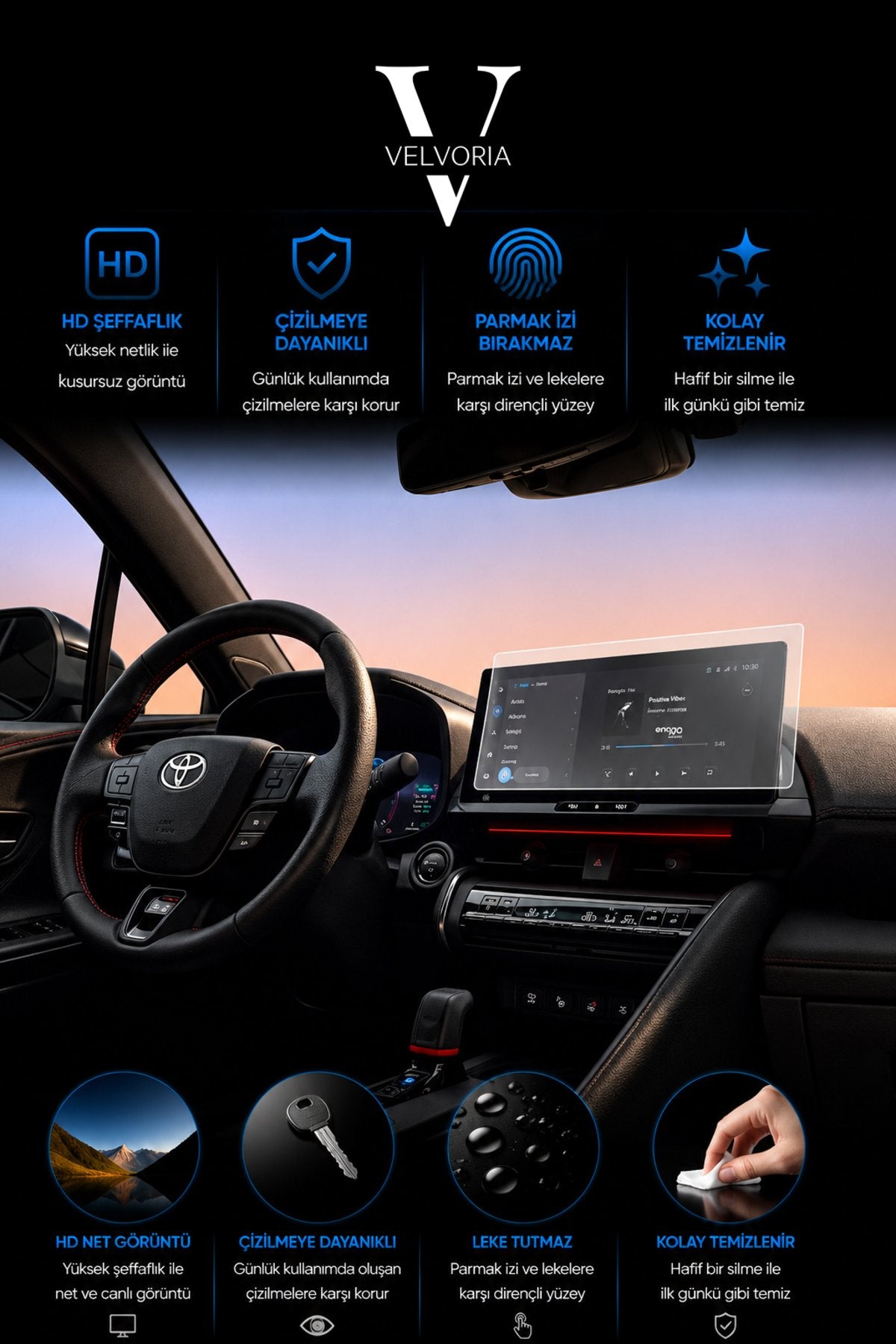Toyota C-Hr Hybrid 12.3 Inç Uyumlu Multimedya 9H Nano Anti-Broken Ekran Koruyucu