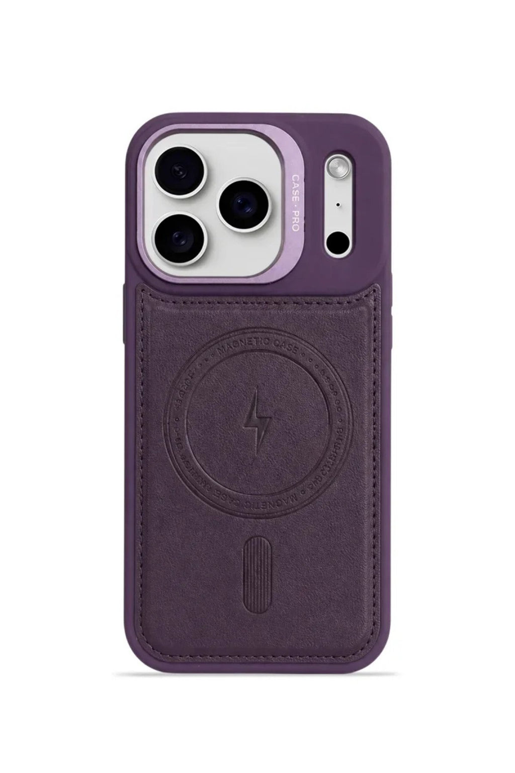 iPhone 17 Pro Max GripStand MagSafe Deri Kılıf Mor