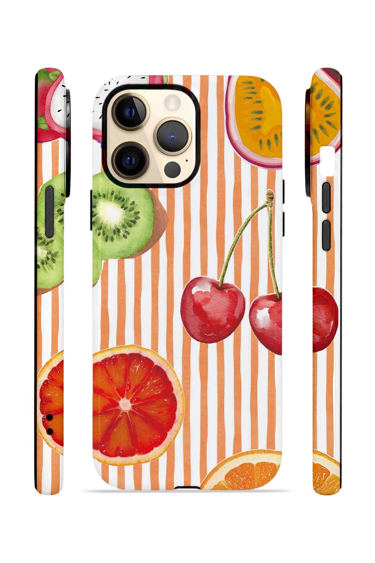 iPhone 12 Pro Max Vorian Çift Katmanlı Kılıf Tutti Frutti Stripe