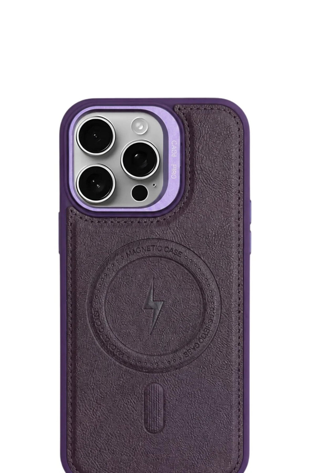 iPhone 11 GripStand MagSafe Deri Kılıf Mor