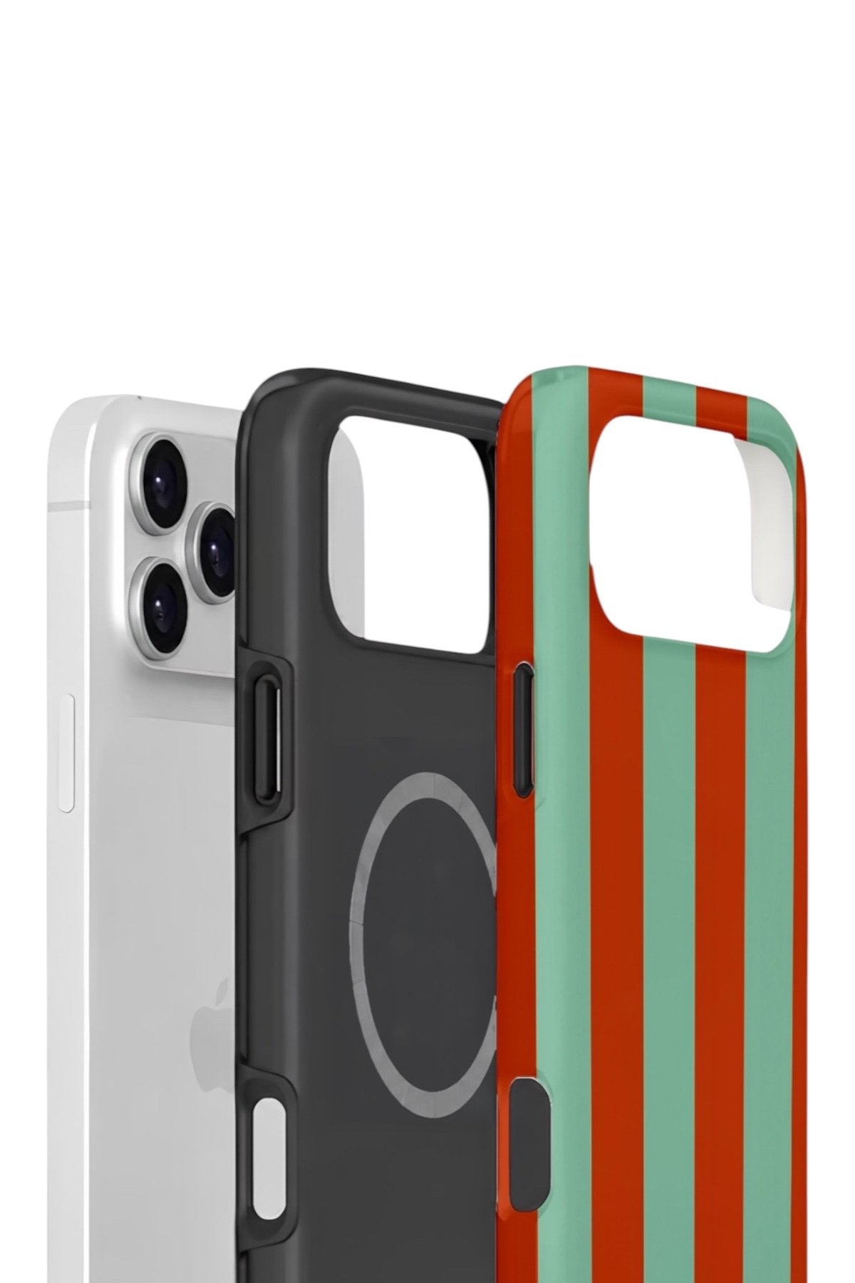 iPhone 17 Pro Max Vorian Çift Katmanlı MagSafe Kılıf Terracotta Mint Stripe