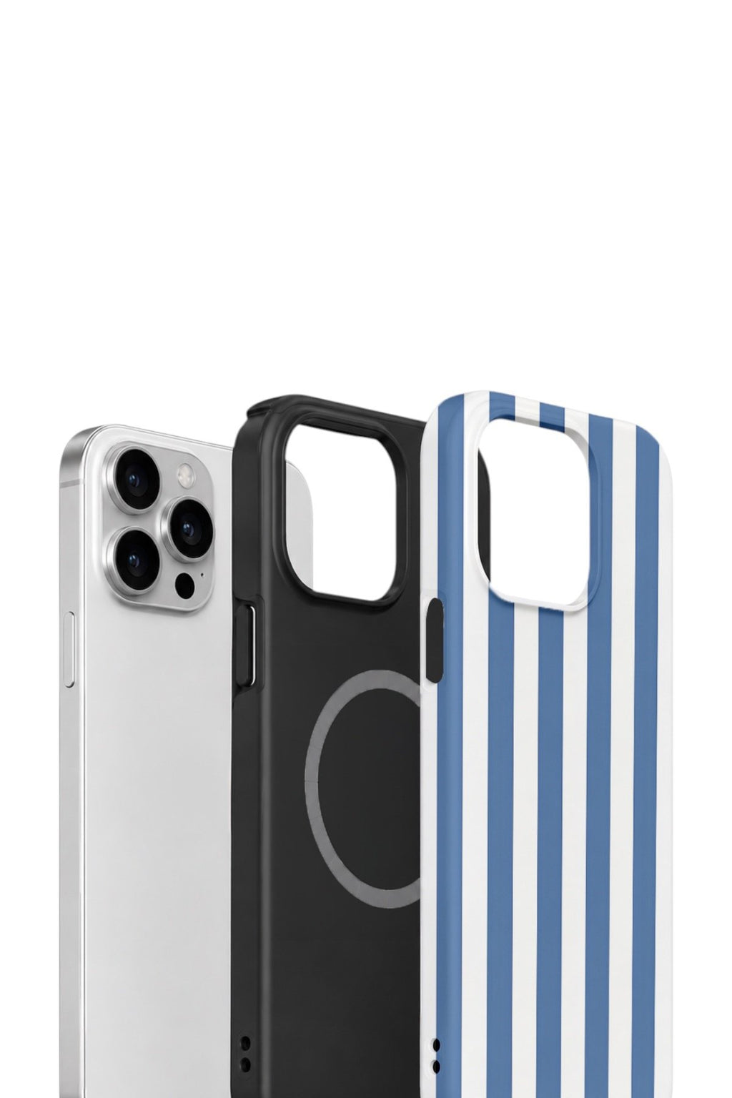 iPhone 13 Pro Vorian Çift Katmanlı MagSafe Kılıf Blue Marina Stripe