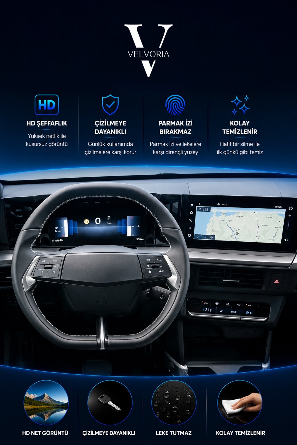 Opel Frontera 2025 Multimedya ve Dijital Gösterge Uyumlu 9H Nano Ekran Koruyucu