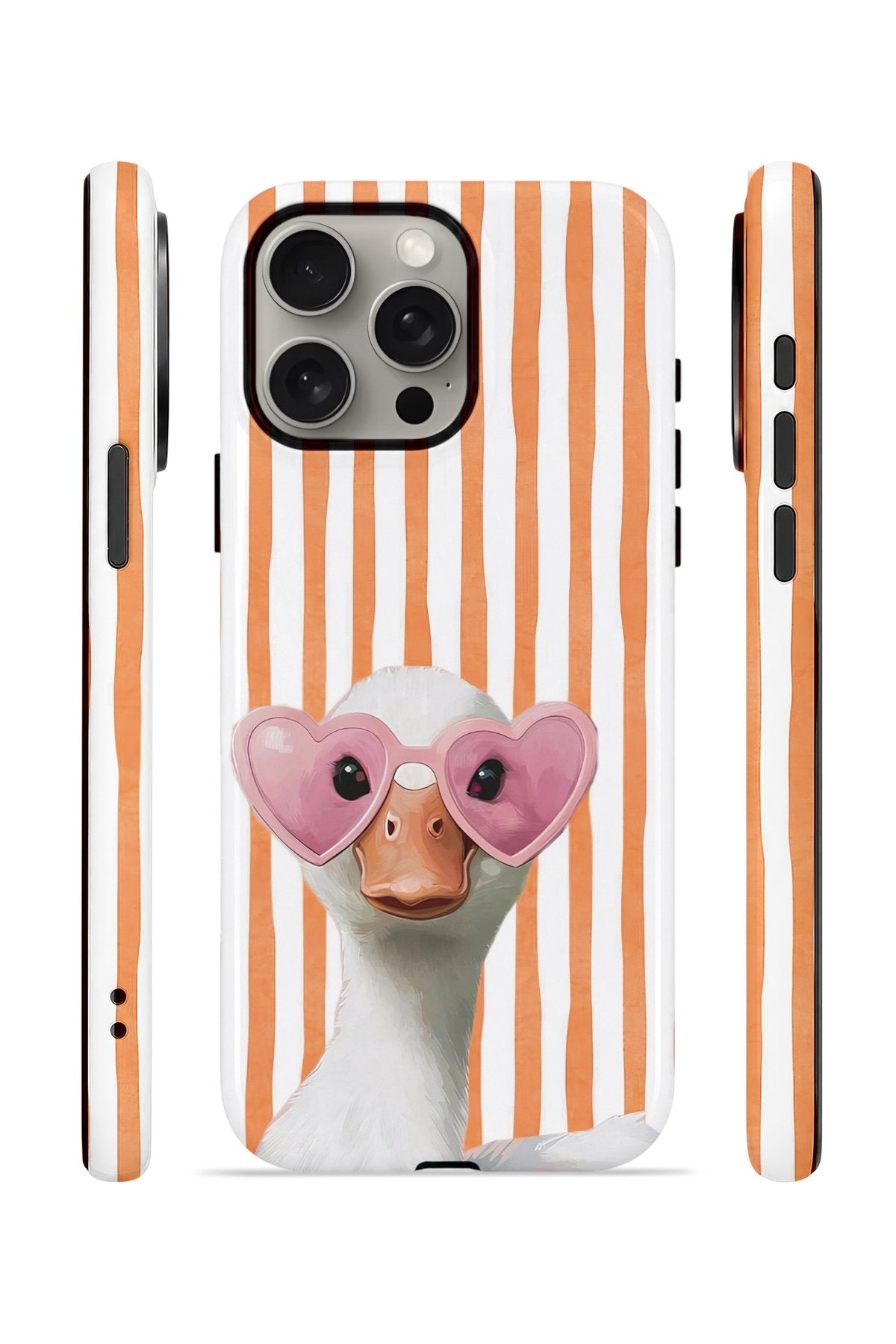 iPhone 15 Pro Vorian Çift Katmanlı Kılıf Heart Glasses Goose