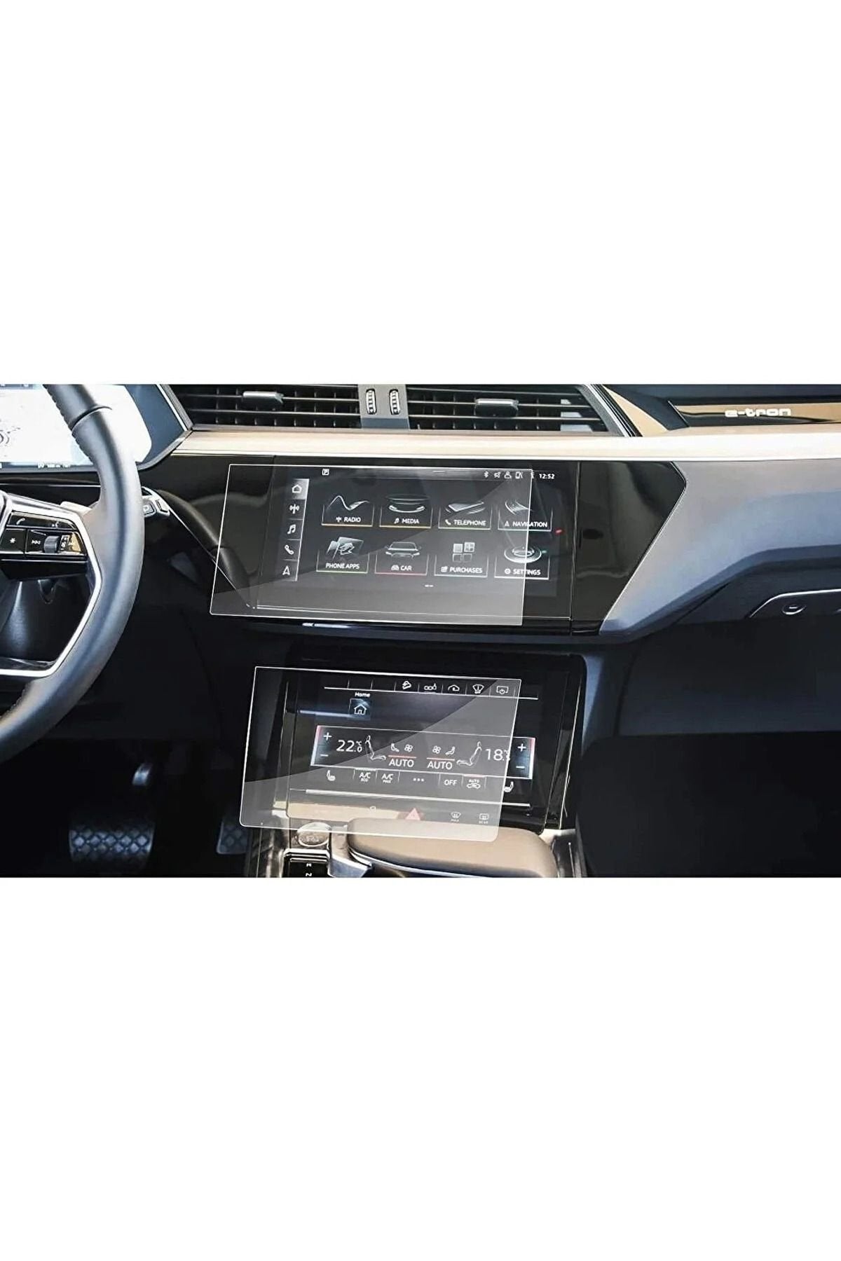 Audi A6 Navigasyon ve Alt Kontrol Paneli Esnek Nano Glass Ekran Koruyucu 2019-2023
