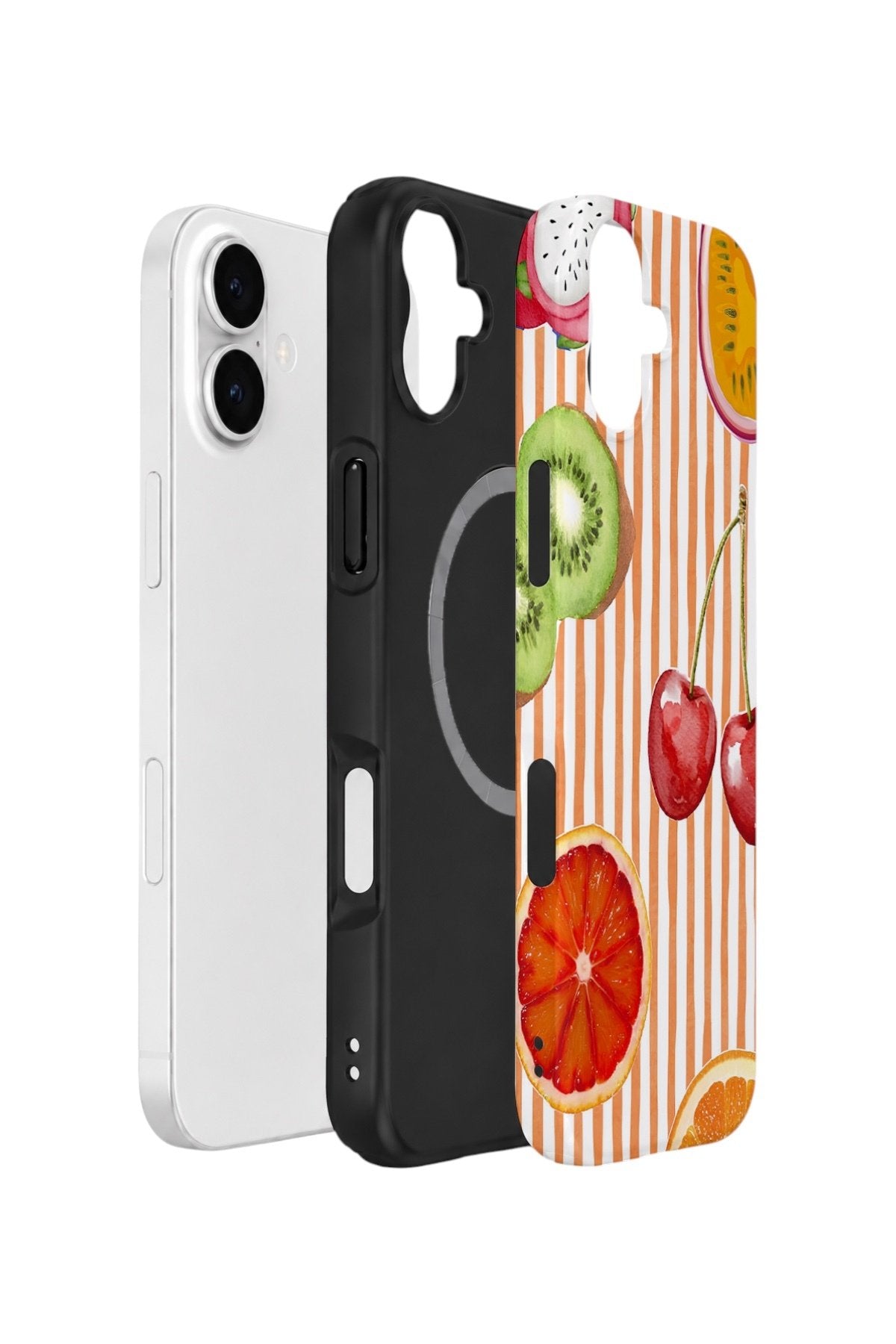 iPhone 16 Vorian Çift Katmanlı MagSafe Kılıf Tutti Frutti Stripe