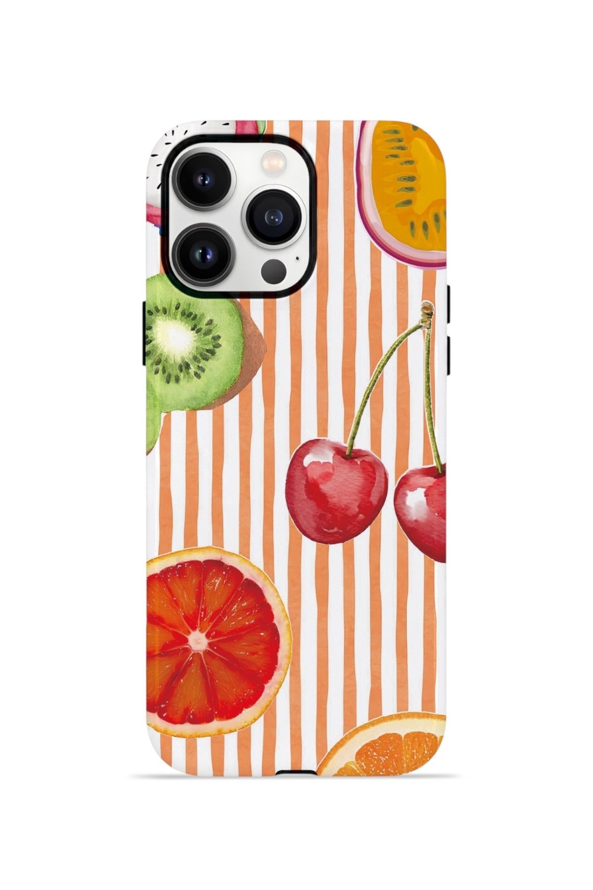 iPhone 14 Pro Max Vorian Çift Katmanlı Kılıf Tutti Frutti Stripe