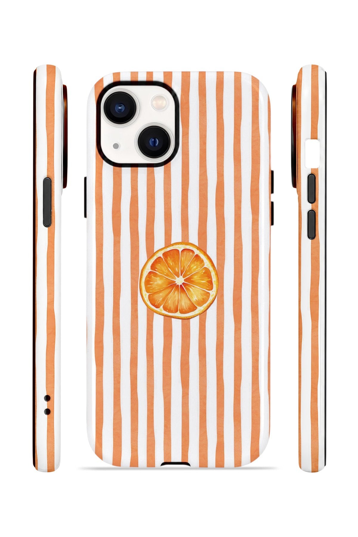 iPhone 14 Vorian Çift Katmanlı Kılıf Orange Slice Stripe