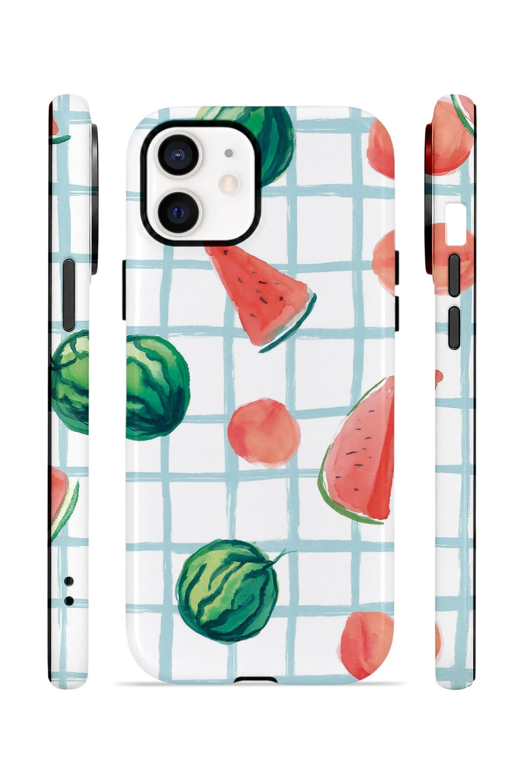 iPhone 12 Vorian Çift Katmanlı Kılıf Watermelon Grid