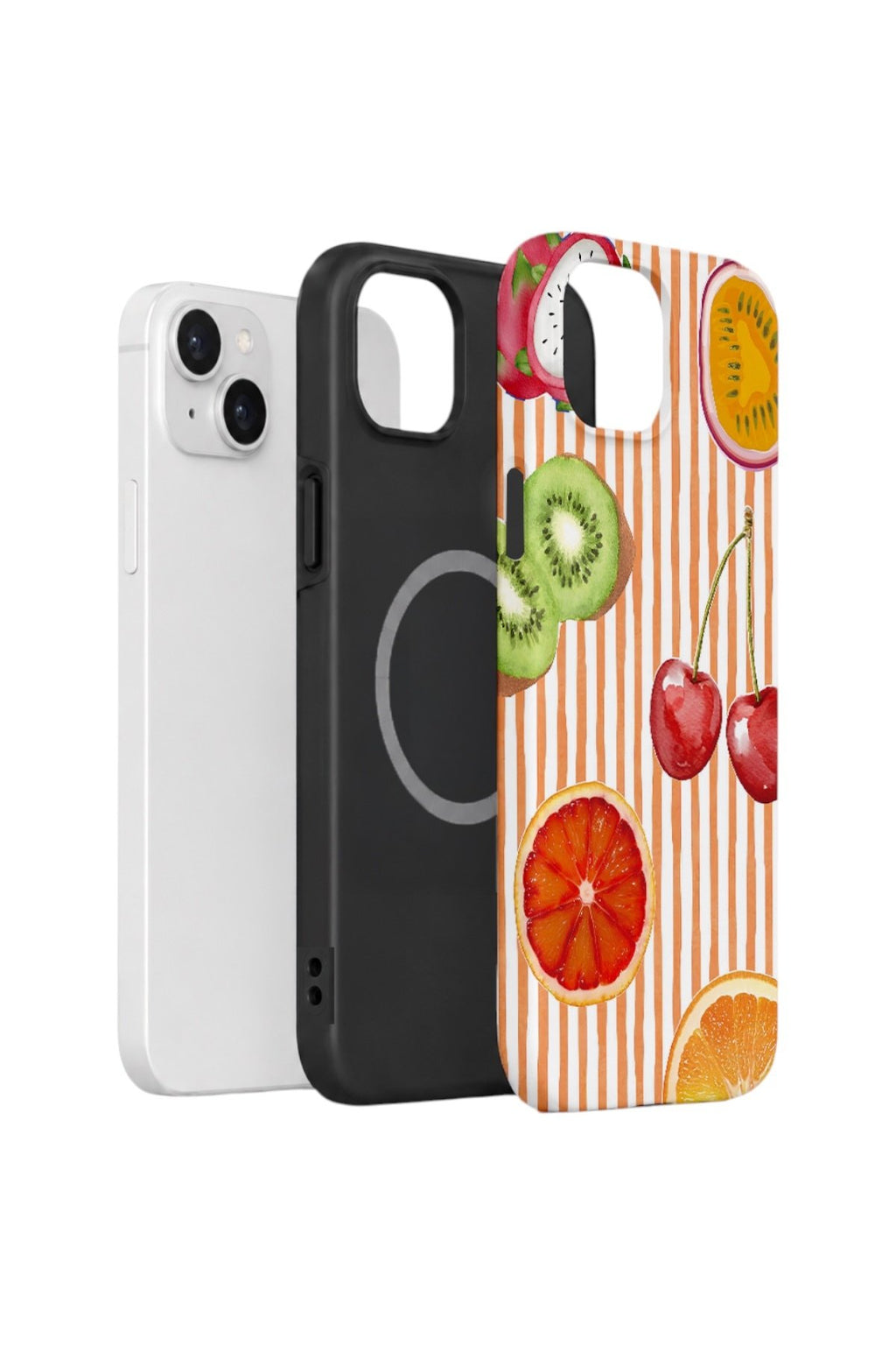 iPhone 14 Vorian Çift Katmanlı MagSafe Kılıf Tutti Frutti Stripe