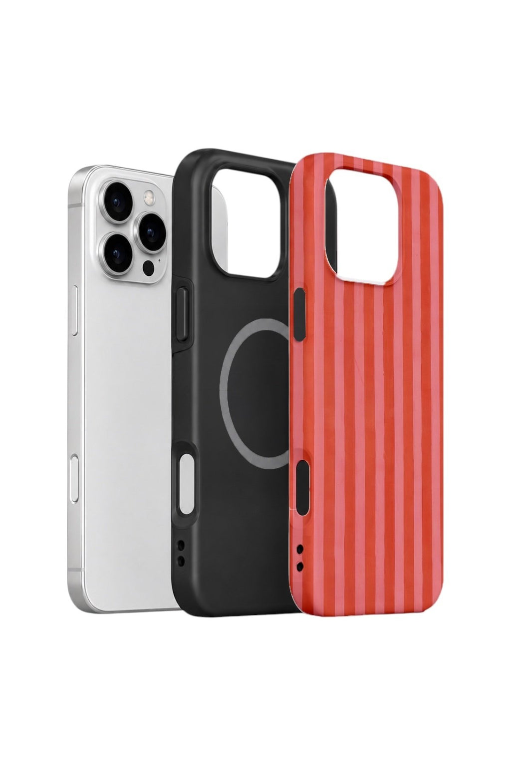 iPhone 16 Pro Max Vorian Çift Katmanlı MagSafe Kılıf Tomato Red Stripe