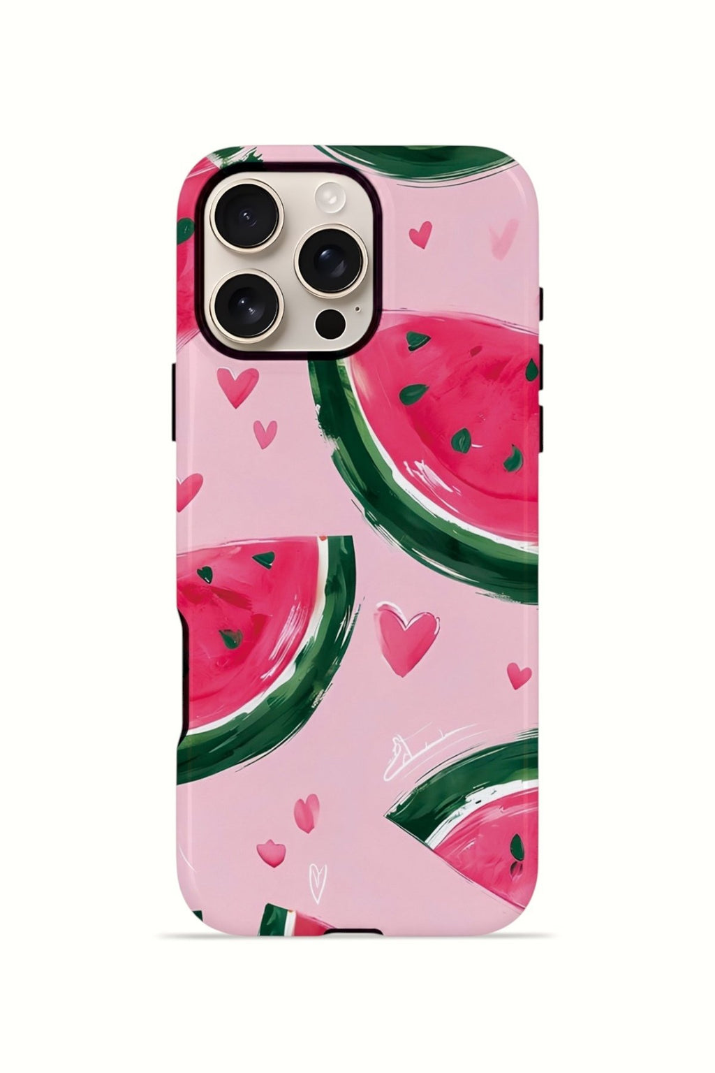 iPhone 16 Pro Max Vorian Çift Katmanlı Kılıf Watermelon Hearts