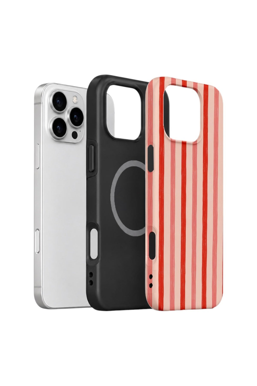 iPhone 16 Pro Vorian Çift Katmanlı MagSafe Kılıf Coral Cream Stripe