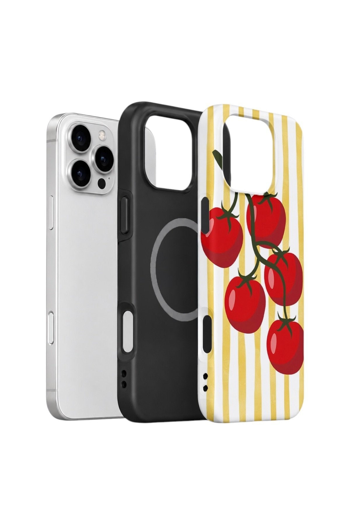 iPhone 16 Pro Vorian Çift Katmanlı MagSafe Kılıf Tomato Market Stripe