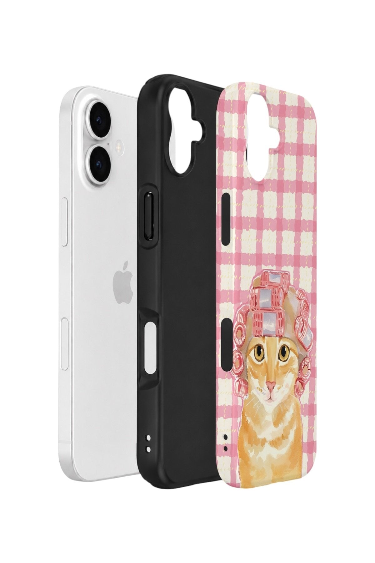 iPhone 16 Vorian Çift Katmanlı Kılıf Pink Picnic Cat