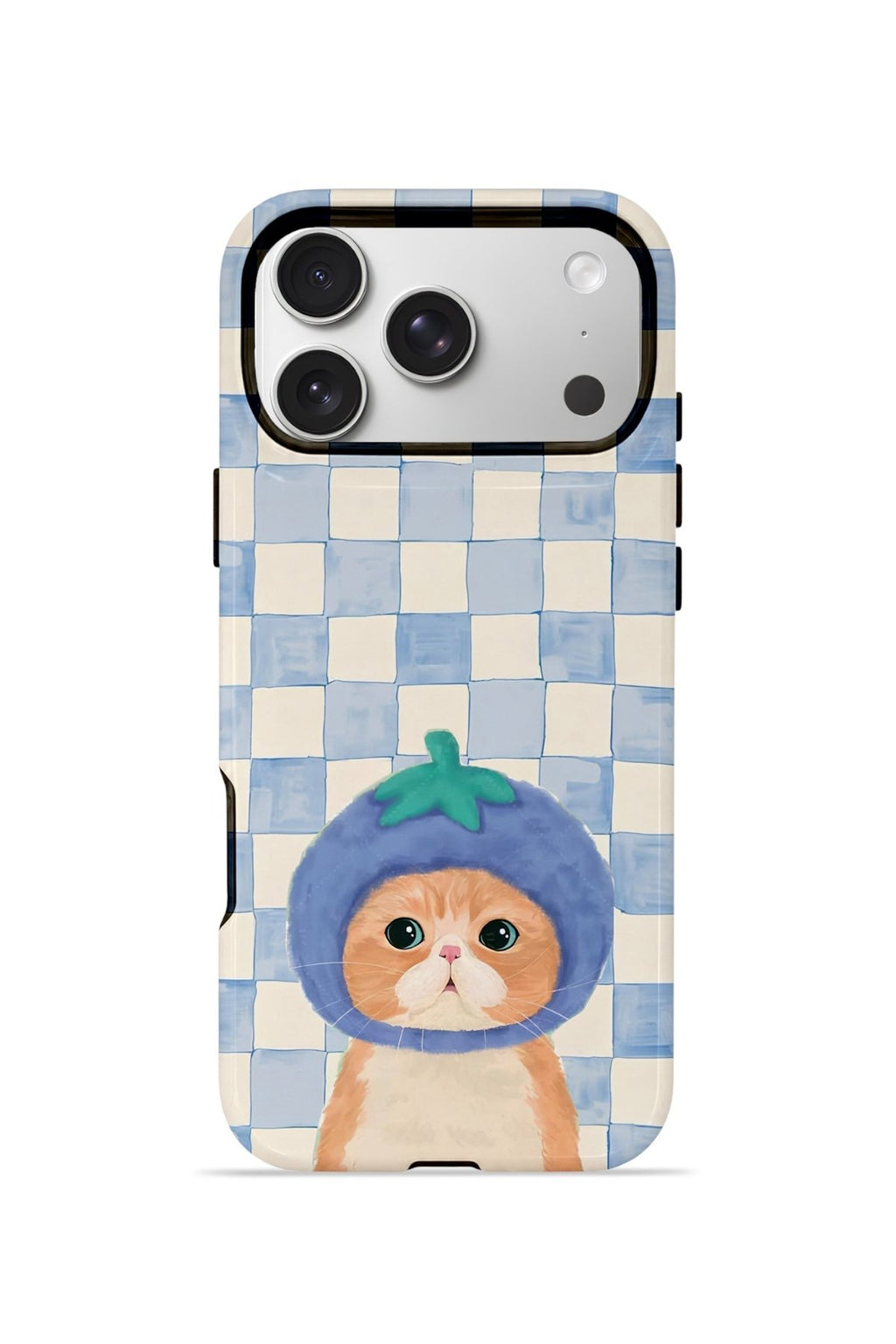 iPhone 17 Pro Vorian Çift Katmanlı Kılıf Blueberry Cat Check