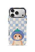 iPhone 17 Pro Vorian Çift Katmanlı Kılıf Blueberry Cat Check