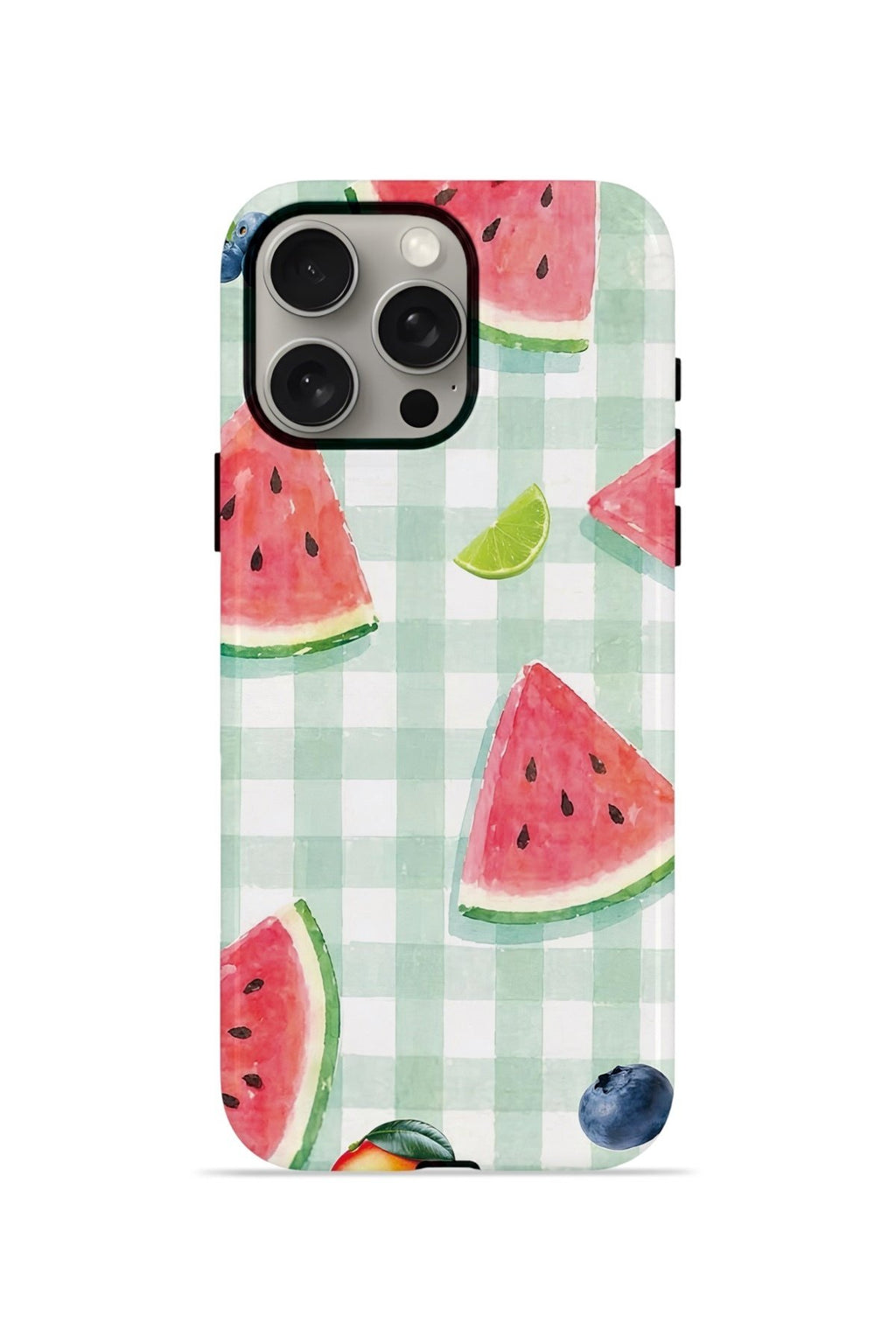 iPhone 15 Pro Vorian Çift Katmanlı Kılıf Watermelon Picnic Gingham