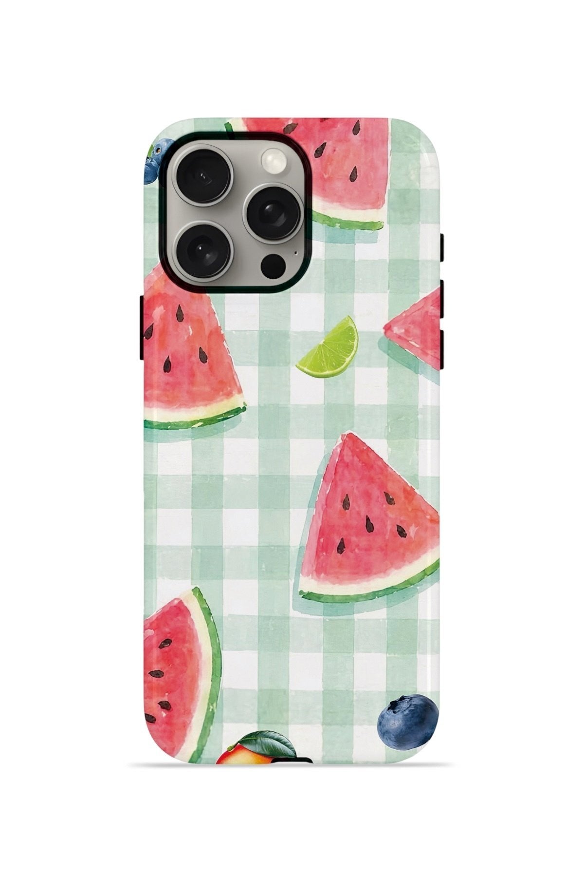 iPhone 15 Pro Vorian Çift Katmanlı Kılıf Watermelon Picnic Gingham