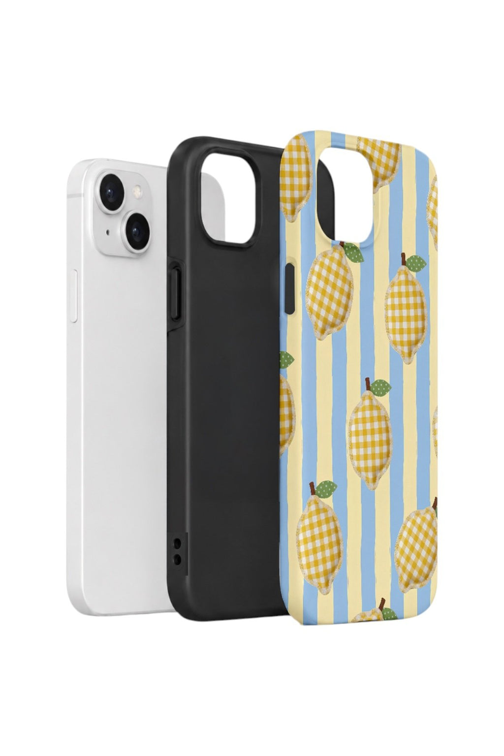 iPhone 14 Plus Vorian Çift Katmanlı Kılıf Gingham Lemon Grove
