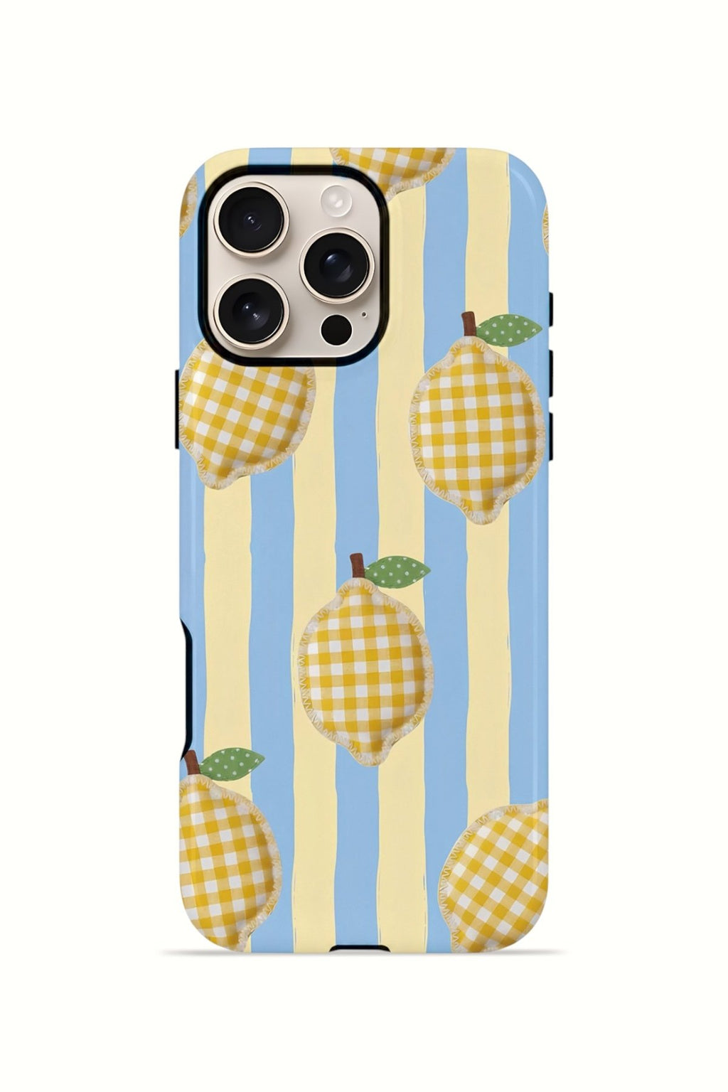 iPhone 16 Pro Vorian Çift Katmanlı Kılıf Gingham Lemon Grove