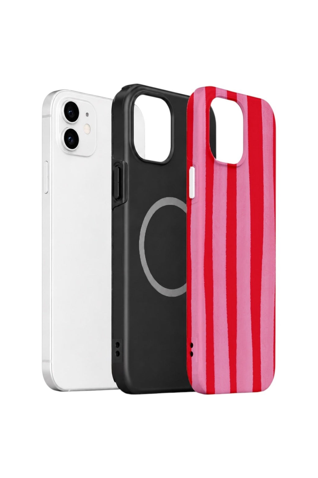 iPhone 11 Vorian Çift Katmanlı MagSafe Kılıf Raspberry Bold Stripe