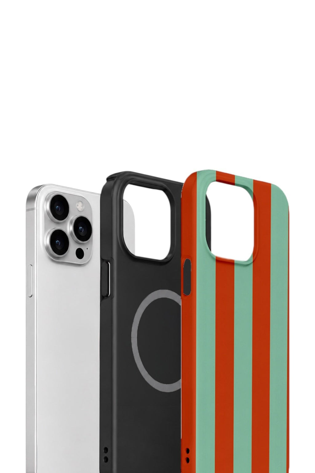 iPhone 13 Pro Vorian Çift Katmanlı MagSafe Kılıf Terracotta Mint Stripe