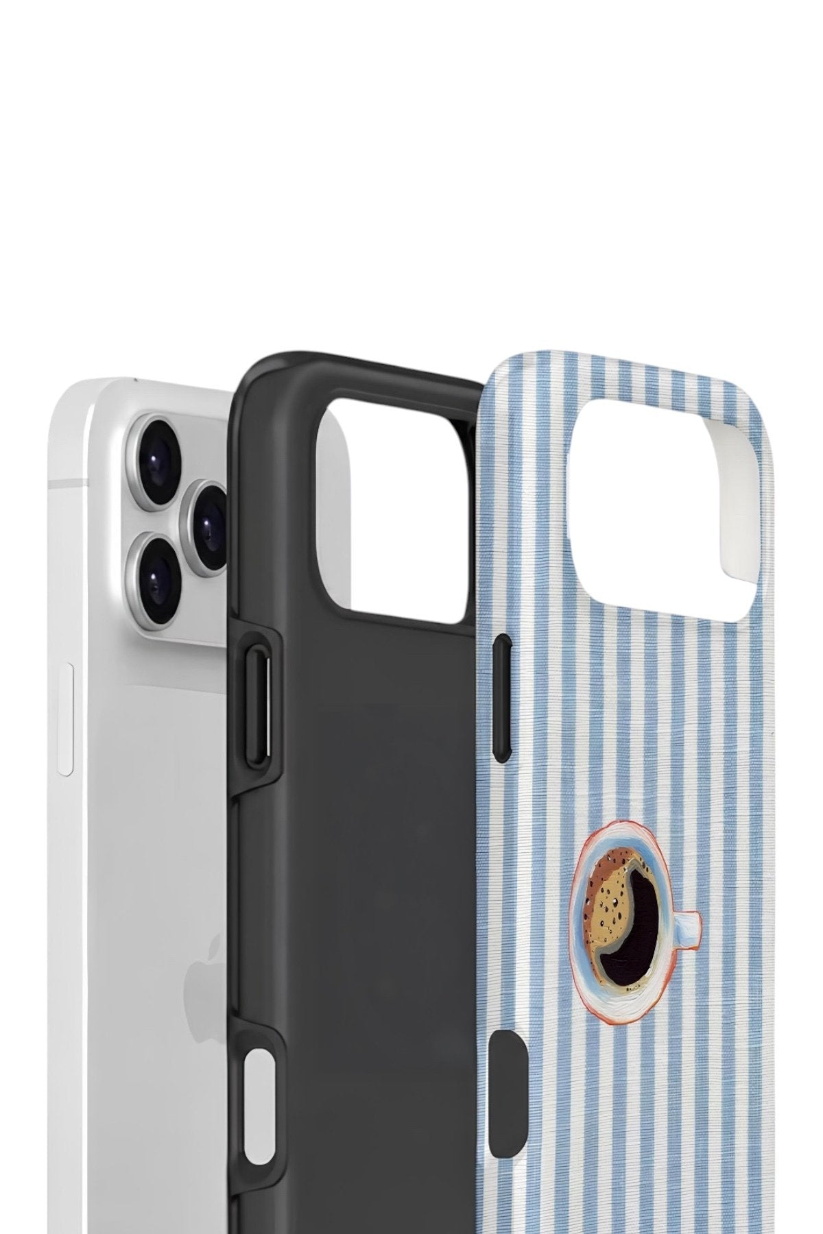 iPhone 17 Pro Max Vorian Çift Katmanlı Kılıf Morning Coffee Stripe