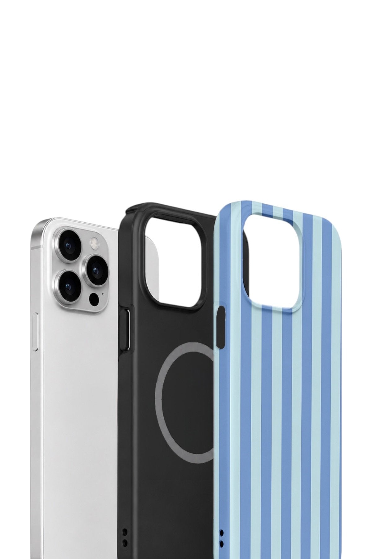 iPhone 15 Pro Vorian Çift Katmanlı MagSafe Kılıf Blue Gelato Stripe
