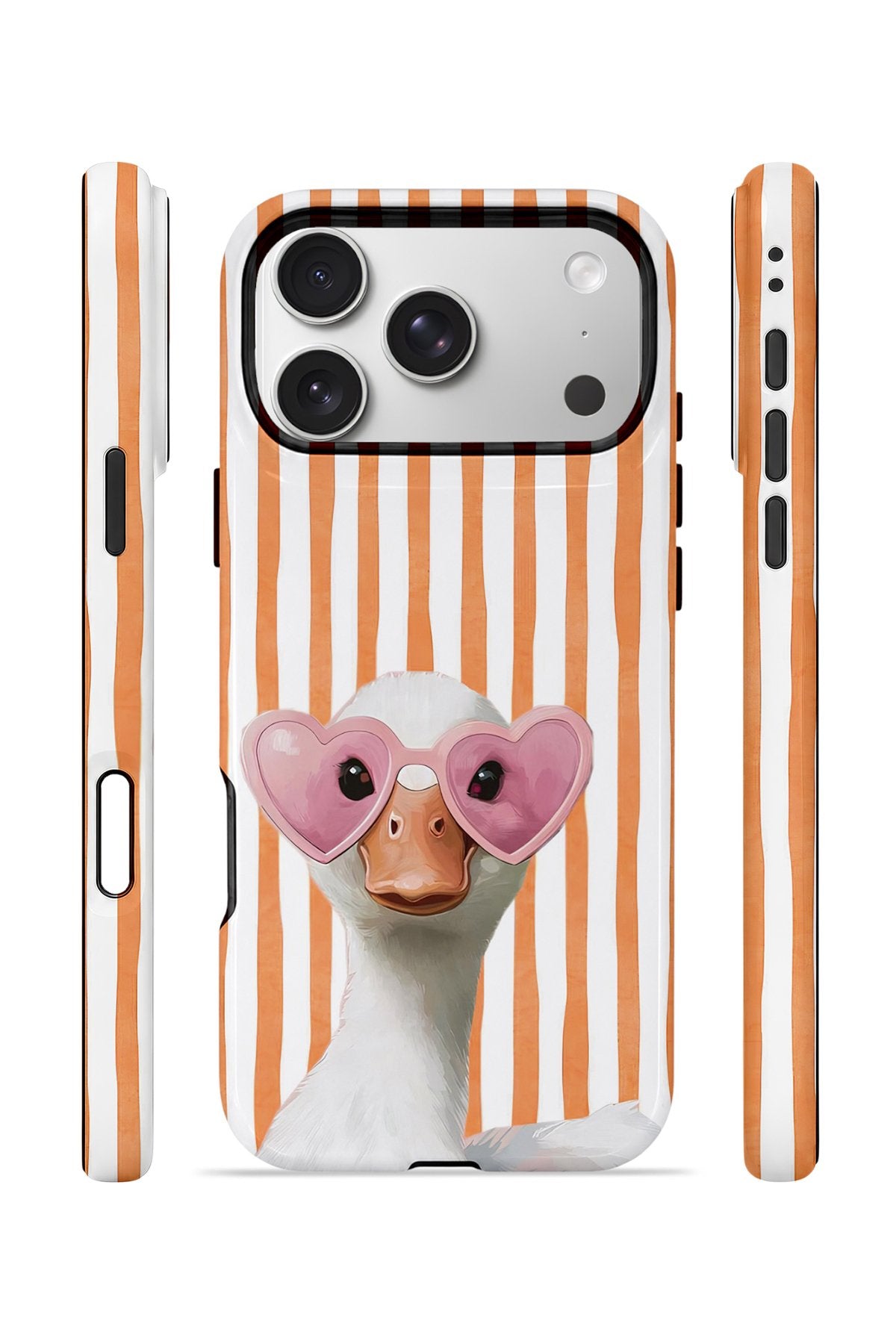 iPhone 17 Pro Max Vorian Çift Katmanlı MagSafe Kılıf Heart Glasses Goose