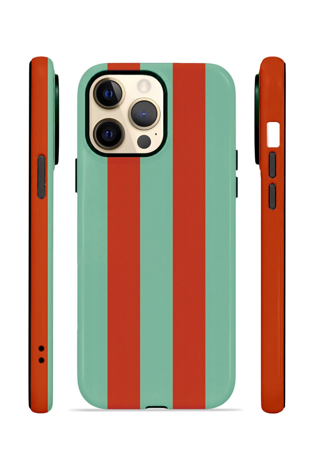iPhone 13 Pro Vorian Çift Katmanlı MagSafe Kılıf Terracotta Mint Stripe