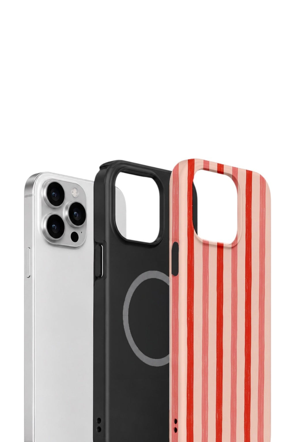 iPhone 15 Pro Vorian Çift Katmanlı MagSafe Kılıf Coral Cream Stripe