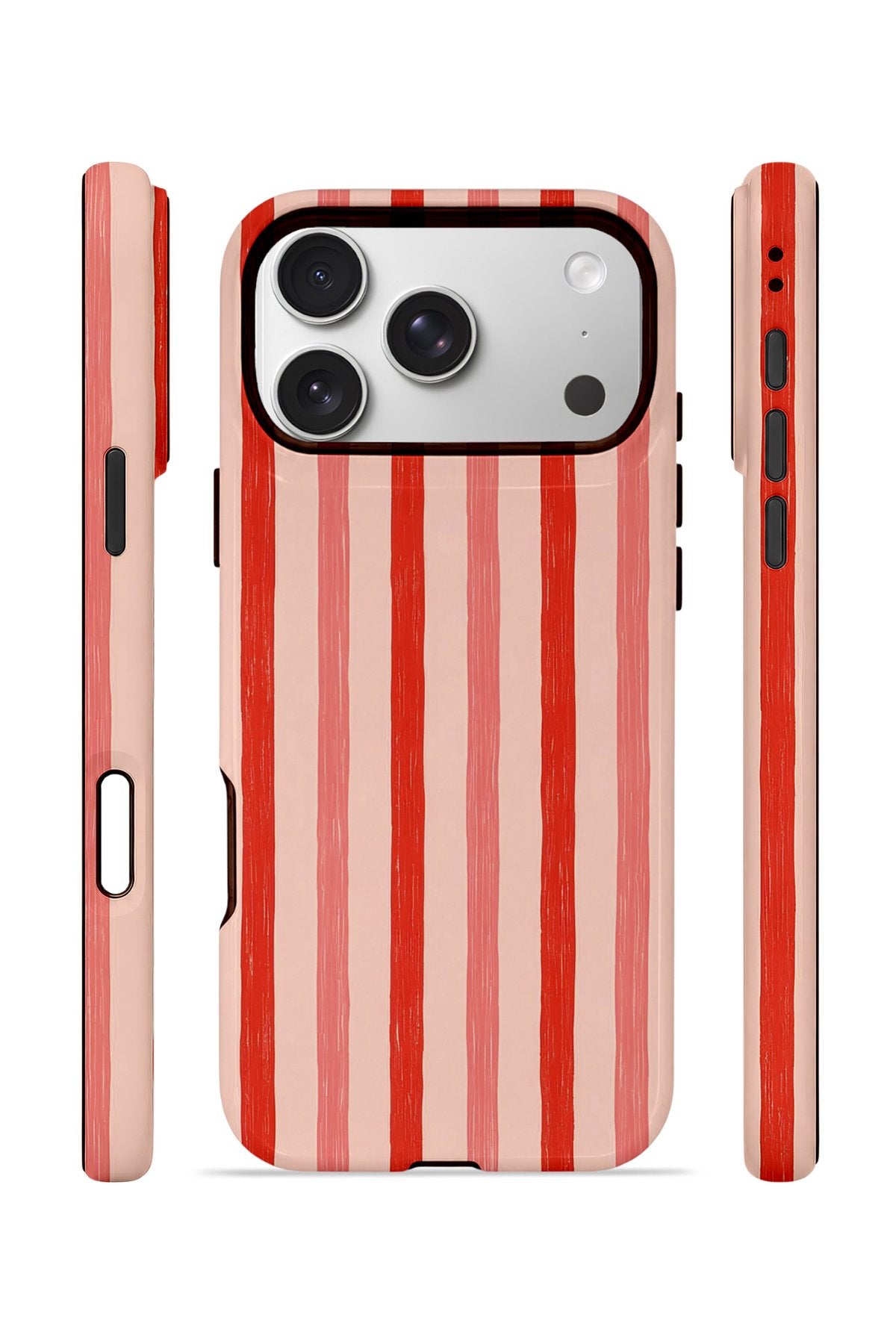 iPhone 17 Pro Max Vorian Çift Katmanlı Kılıf Coral Cream Stripe