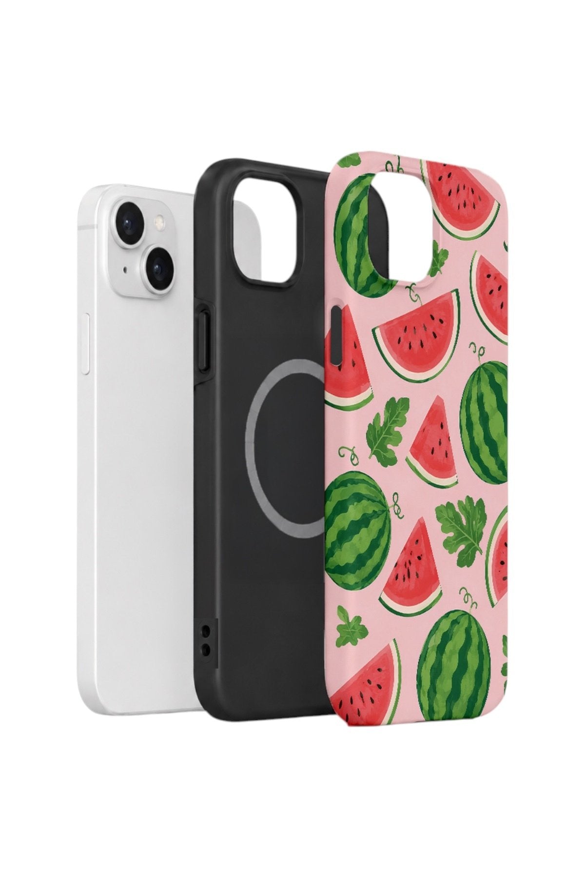 iPhone 15 Vorian Çift Katmanlı MagSafe Kılıf Watermelon Garden Party
