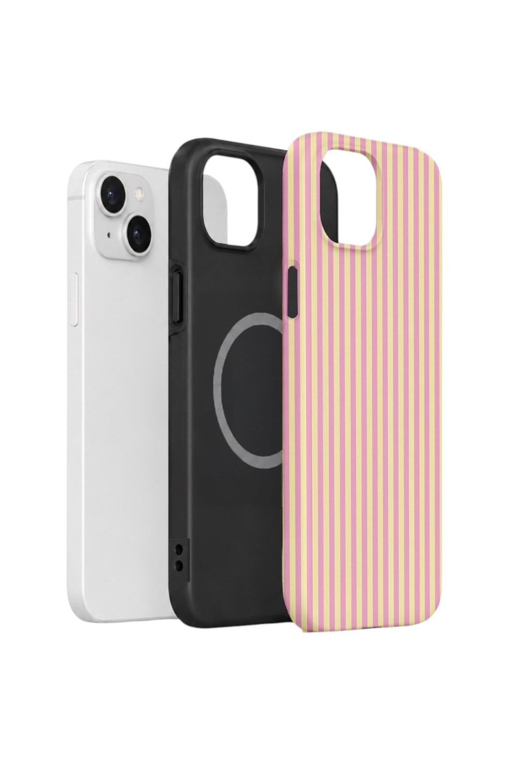 iPhone 13 Vorian Çift Katmanlı MagSafe Kılıf Lemon Candy Pinstripe