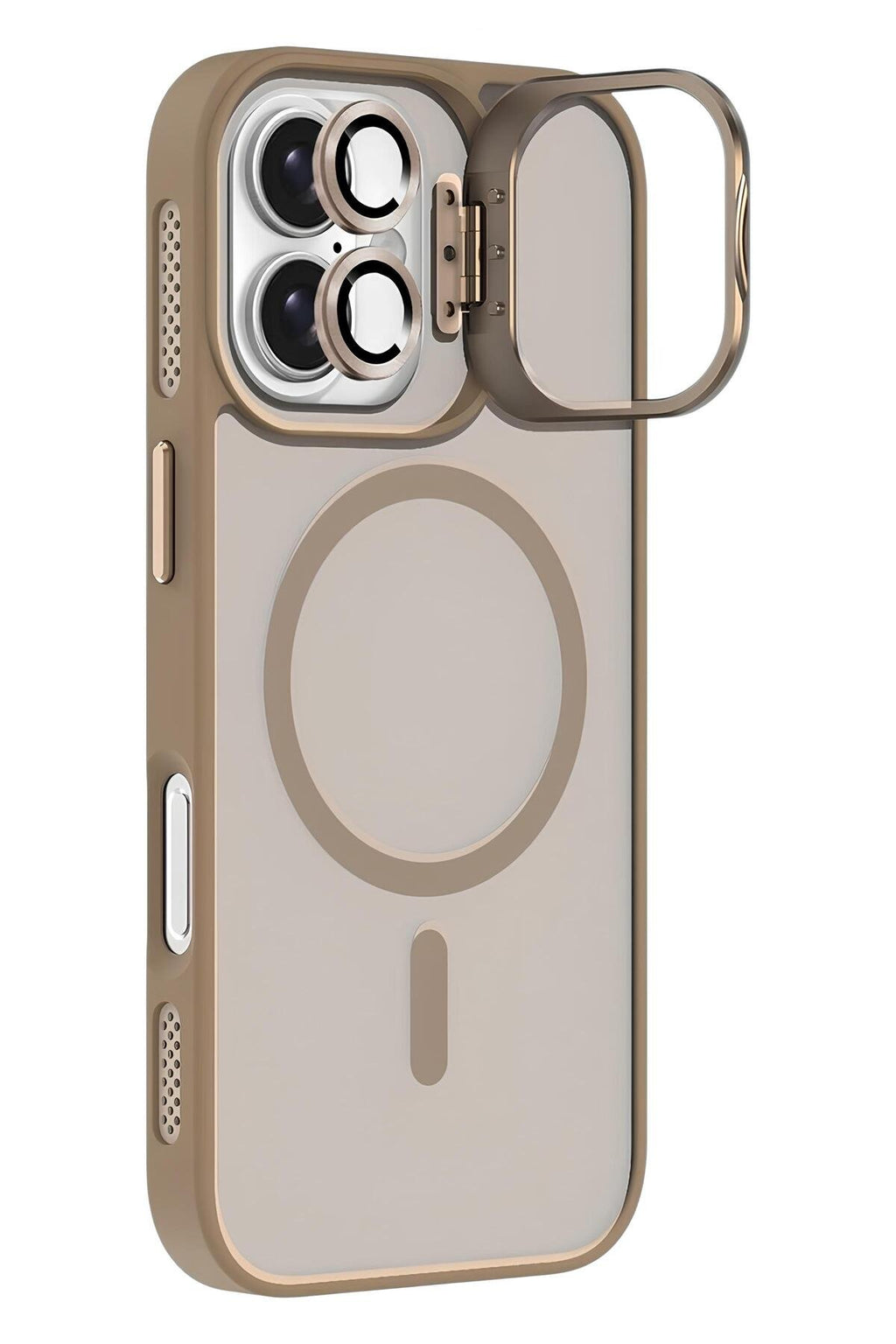 iPhone 16 Cyrenn MagSafe Kılıf + Lens Koruyucu Kum Beji